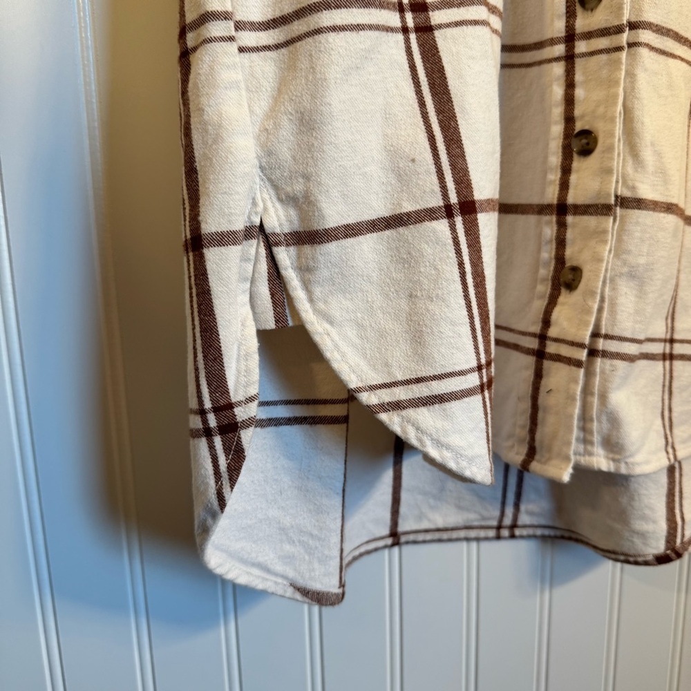 Universal Threads White & Brown Plaid Button Down Shirt Dress 100% Cotton Size S - Picture 6 of 13